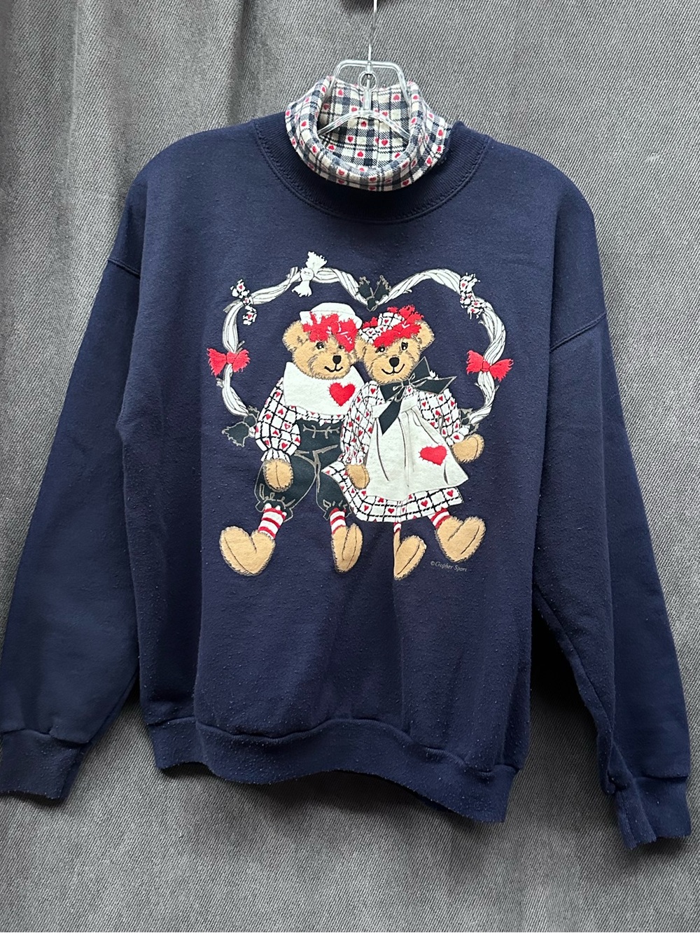 Vintage teddy bears & hearts 90s sweatshirt size medium petite